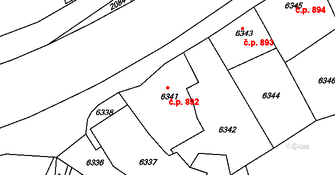 Varnsdorf 892 na parcele st. 6341 v KÚ Varnsdorf, Katastrální mapa