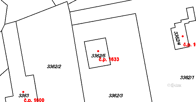 Střekov 1633, Ústí nad Labem na parcele st. 3362/5 v KÚ Střekov, Katastrální mapa