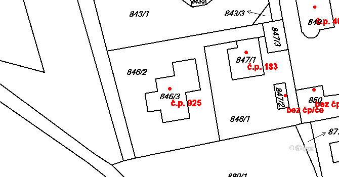 Průhonice 925 na parcele st. 846/3 v KÚ Průhonice, Katastrální mapa