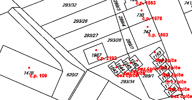 Nový Jičín 2192 na parcele st. 1987 v KÚ Nový Jičín-Dolní Předměstí, Katastrální mapa