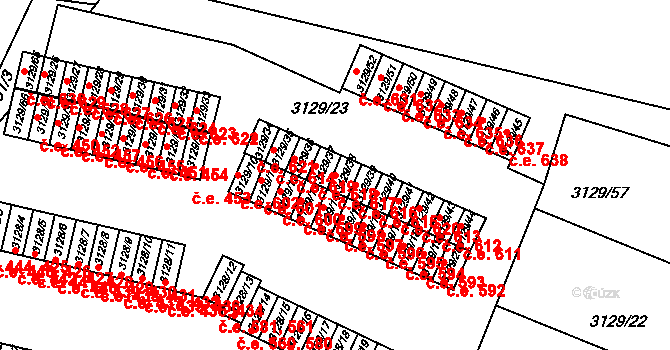 Bystřice nad Pernštejnem 617 na parcele st. 3129/38 v KÚ Bystřice nad Pernštejnem, Katastrální mapa