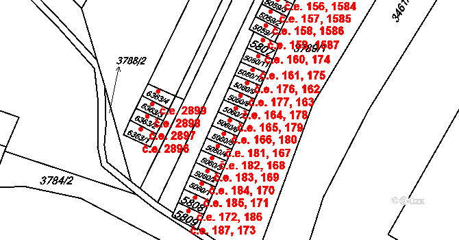 Zlín 166,180 na parcele st. 5060/6 v KÚ Zlín, Katastrální mapa