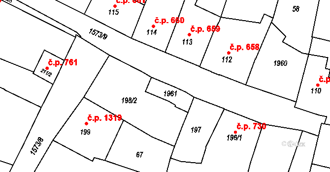 Litovel 797 na parcele st. 198/1 v KÚ Litovel, Katastrální mapa