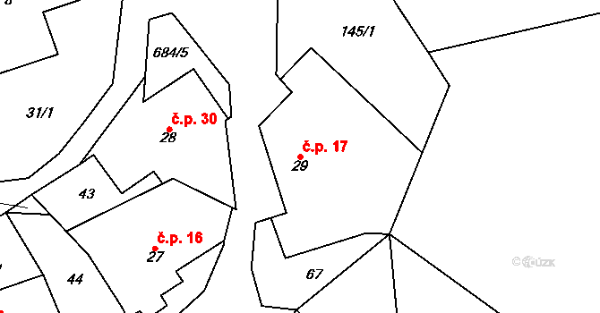 Rovné 17, Bystřice nad Pernštejnem na parcele st. 29 v KÚ Rovné, Katastrální mapa