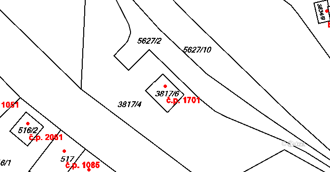 Velké Meziříčí 1701 na parcele st. 3817/6 v KÚ Velké Meziříčí, Katastrální mapa