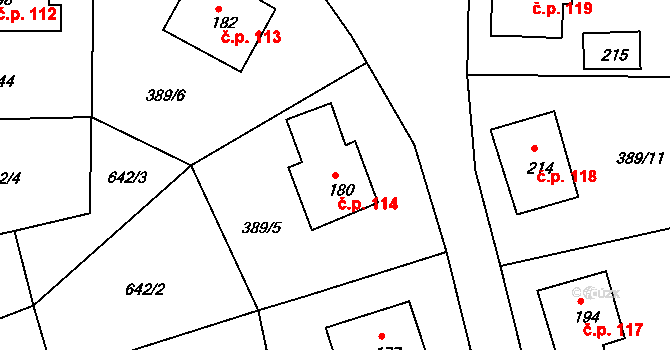 Lipová 114 na parcele st. 180 v KÚ Lipová u Chebu, Katastrální mapa