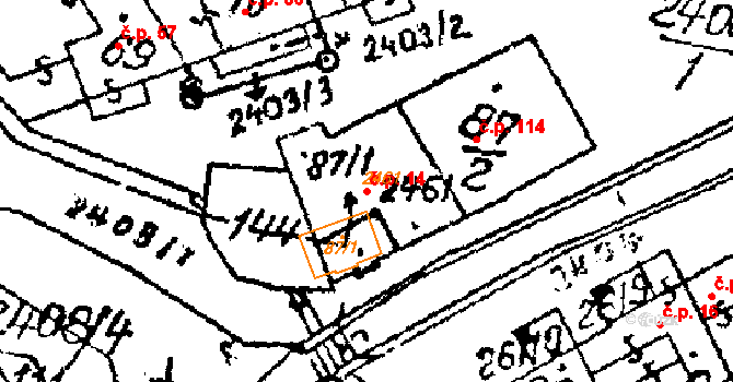 Habrovany 14 na parcele st. 87/1 v KÚ Habrovany, Katastrální mapa