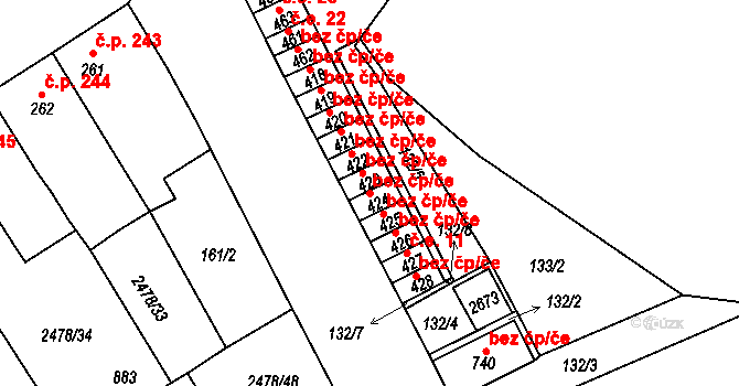 Horní Cerekev 39238881 na parcele st. 424 v KÚ Horní Cerekev, Katastrální mapa