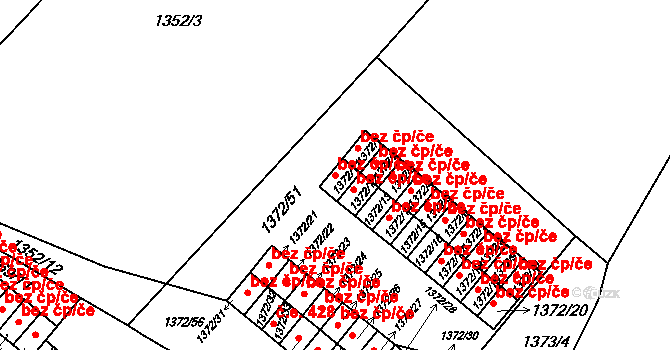 Brno 39450881 na parcele st. 1372/11 v KÚ Staré Brno, Katastrální mapa