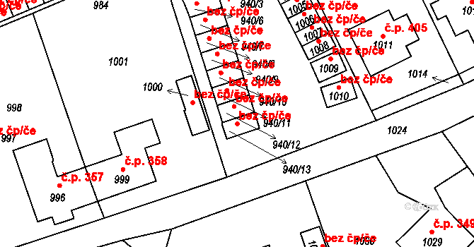 Komárov 40577881 na parcele st. 940/13 v KÚ Komárov u Hořovic, Katastrální mapa