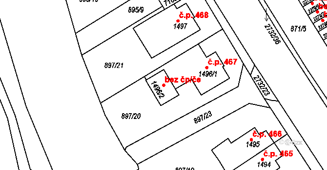 Chrudim 41694881 na parcele st. 1496/2 v KÚ Chrudim, Katastrální mapa