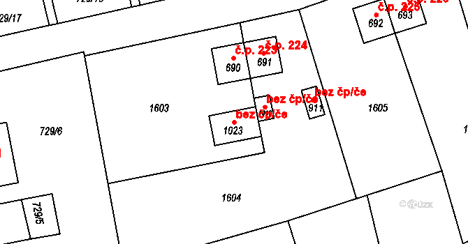 Děčín 42058881 na parcele st. 1023 v KÚ Bynov, Katastrální mapa