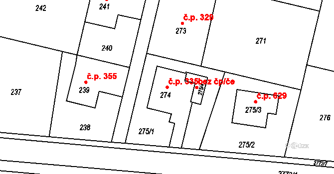 Hať 335 na parcele st. 274 v KÚ Hať, Katastrální mapa
