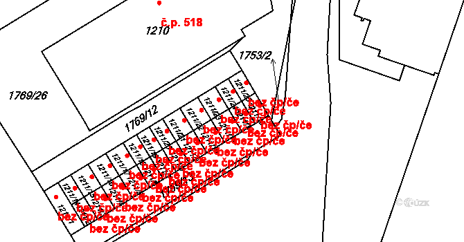 Milovice 42657881 na parcele st. 1211/11 v KÚ Milovice nad Labem, Katastrální mapa
