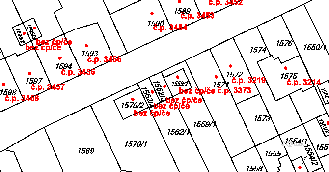 Chomutov 43042881 na parcele st. 1562/3 v KÚ Chomutov II, Katastrální mapa