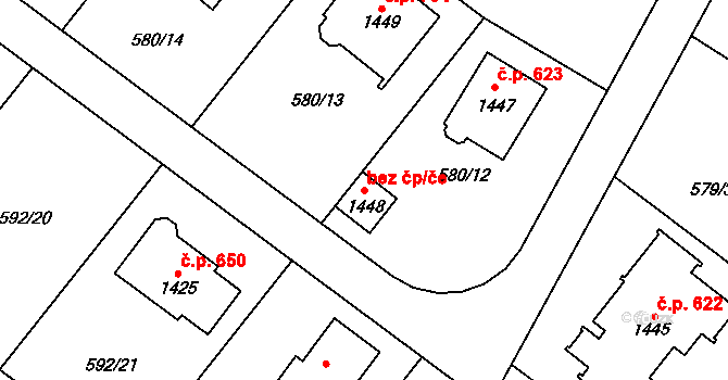 Vrané nad Vltavou 43137881 na parcele st. 1448 v KÚ Vrané nad Vltavou, Katastrální mapa