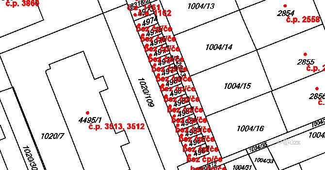Kroměříž 43198881 na parcele st. 4980 v KÚ Kroměříž, Katastrální mapa
