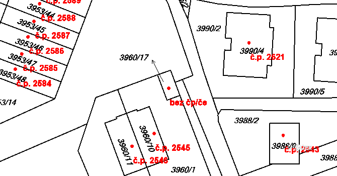 Roudnice nad Labem 43372881 na parcele st. 3960/17 v KÚ Roudnice nad Labem, Katastrální mapa