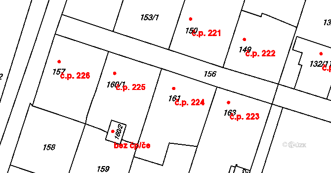 Oldřišov 224 na parcele st. 161 v KÚ Oldřišov, Katastrální mapa