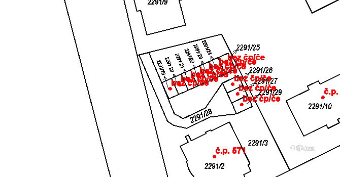 Opava 43780881 na parcele st. 2291/19 v KÚ Opava-Předměstí, Katastrální mapa