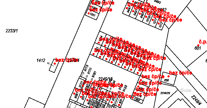 Bor 44020881 na parcele st. 1222 v KÚ Bor u Tachova, Katastrální mapa