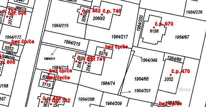 Třebíč 44153881 na parcele st. 6276 v KÚ Třebíč, Katastrální mapa
