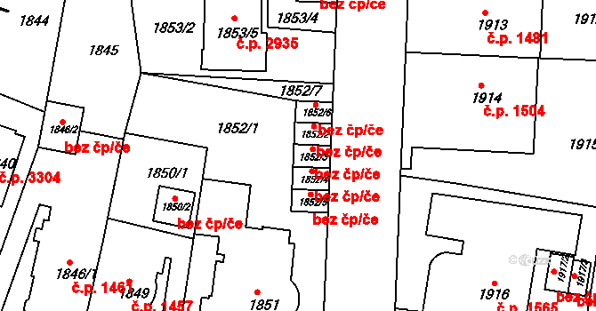 Teplice 44969881 na parcele st. 1852/3 v KÚ Teplice, Katastrální mapa