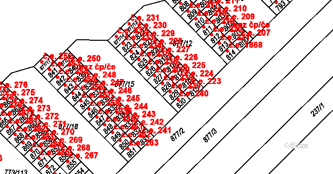 Brno 45562881 na parcele st. 828 v KÚ Lesná, Katastrální mapa