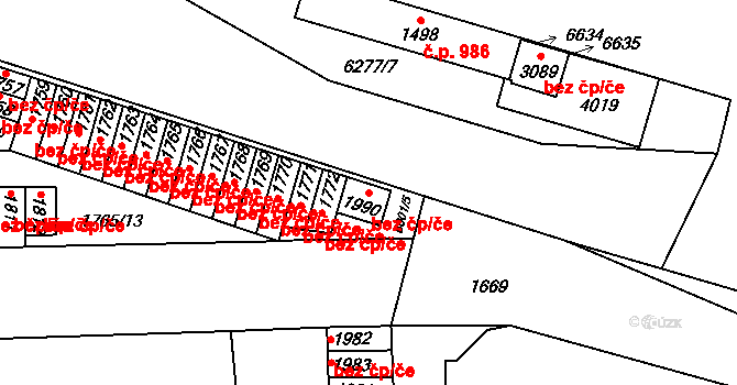 Polička 46543881 na parcele st. 1990 v KÚ Polička, Katastrální mapa