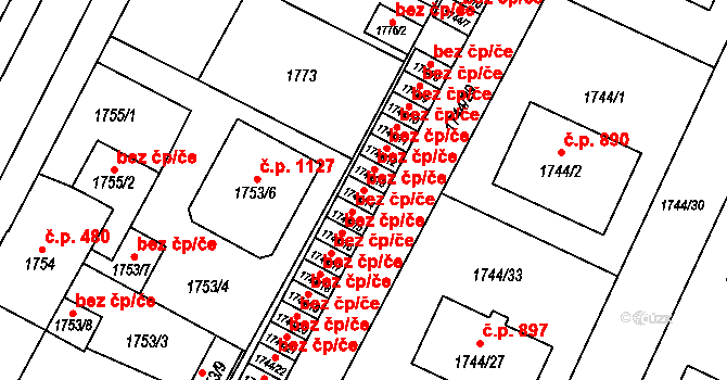 Holice 46696881 na parcele st. 1744/14 v KÚ Holice v Čechách, Katastrální mapa