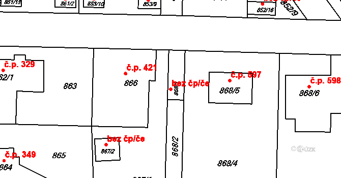 Liberec 48455881 na parcele st. 868/3 v KÚ Horní Růžodol, Katastrální mapa
