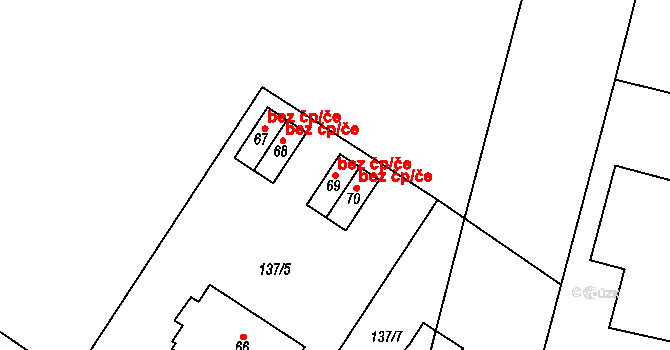 Ostroměř 48565881 na parcele st. 69 v KÚ Domoslavice, Katastrální mapa