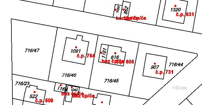 Velký Osek 48924881 na parcele st. 1161 v KÚ Velký Osek, Katastrální mapa