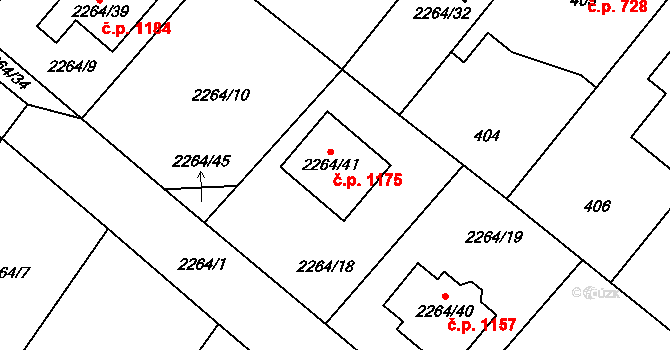 Pečky 1175 na parcele st. 2264/41 v KÚ Pečky, Katastrální mapa
