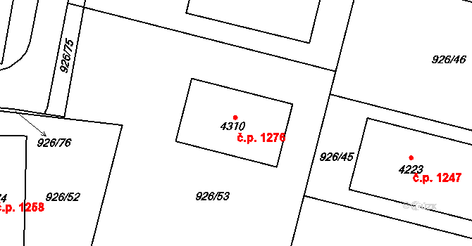 Valdické Předměstí 1276, Jičín na parcele st. 4310 v KÚ Jičín, Katastrální mapa