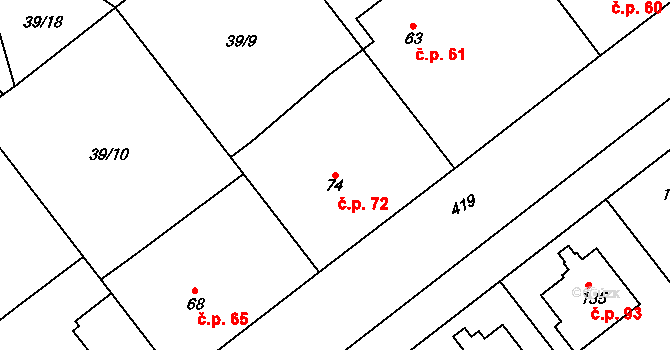 Chacholice 72, Chrast na parcele st. 74 v KÚ Chacholice, Katastrální mapa