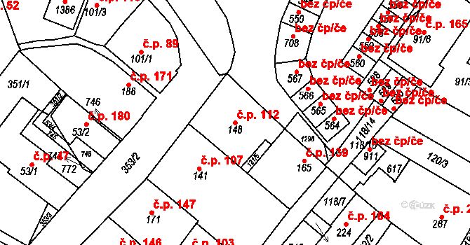 Mikovice 112, Kralupy nad Vltavou na parcele st. 148 v KÚ Mikovice u Kralup nad Vltavou, Katastrální mapa