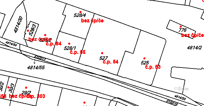 Týnské Předměstí 54, Domažlice na parcele st. 527 v KÚ Domažlice, Katastrální mapa