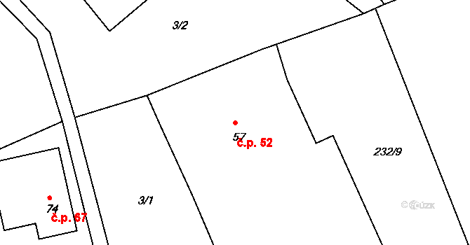 Jizbice 52, Náchod na parcele st. 57 v KÚ Jizbice u Náchoda, Katastrální mapa