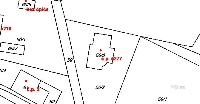 Lukášov 5277, Jablonec nad Nisou na parcele st. 56/3 v KÚ Lukášov, Katastrální mapa