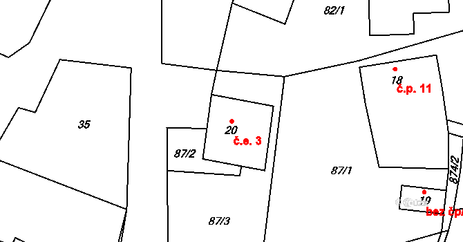 Studená Loučka 3, Mohelnice na parcele st. 20 v KÚ Studená Loučka, Katastrální mapa