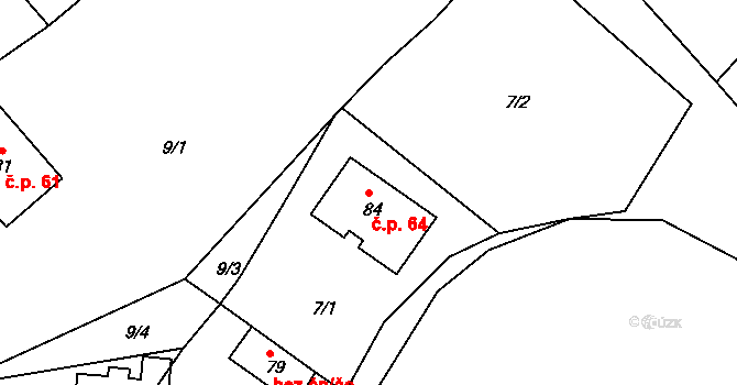 Čechůvky 64, Prostějov na parcele st. 84 v KÚ Čechůvky, Katastrální mapa