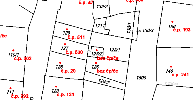 Hronov 92372881 na parcele st. 128/2 v KÚ Hronov, Katastrální mapa