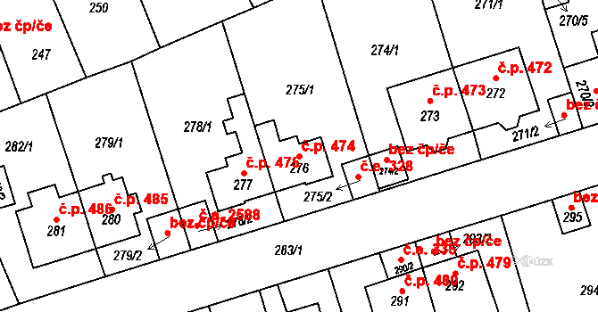 Trmice 474 na parcele st. 276 v KÚ Trmice, Katastrální mapa