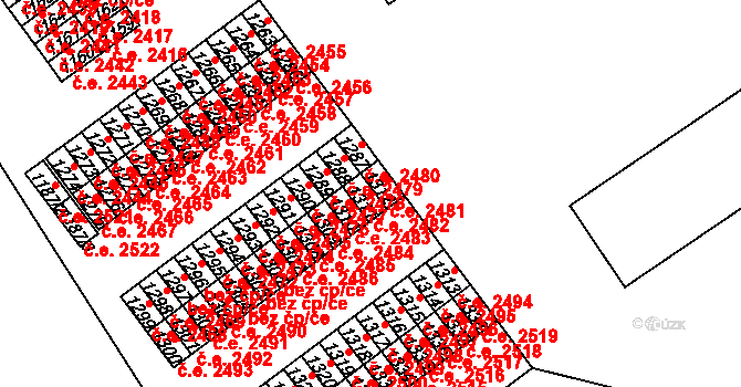 Trmice 2482 na parcele st. 1311 v KÚ Trmice, Katastrální mapa