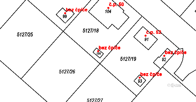 Petrůvky 95288881 na parcele st. 105 v KÚ Petrůvky, Katastrální mapa