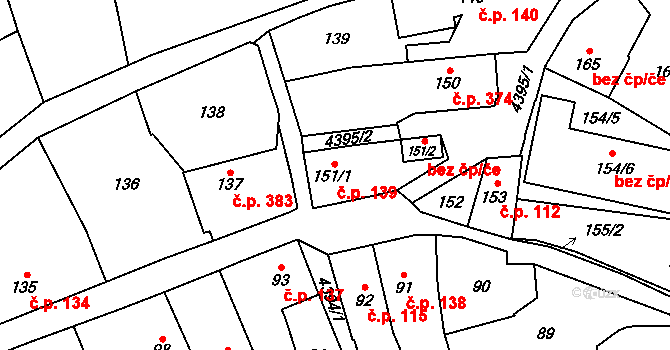 Chotěboř 139 na parcele st. 151/1 v KÚ Chotěboř, Katastrální mapa