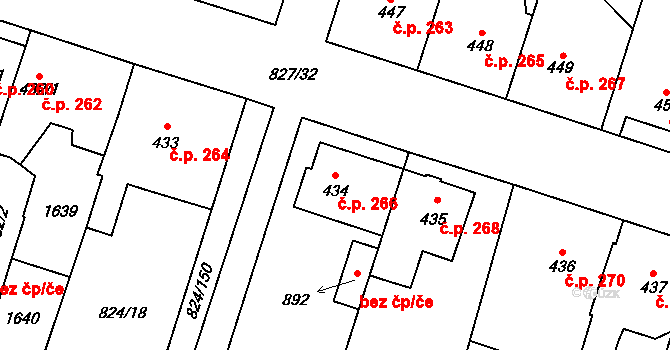 Doudleby nad Orlicí 266 na parcele st. 434 v KÚ Doudleby nad Orlicí, Katastrální mapa