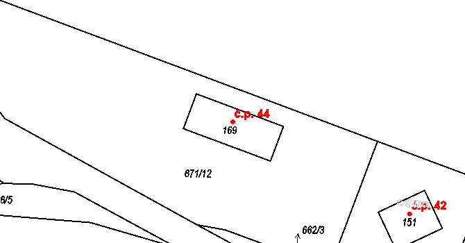 Pelhřimov 44, Cheb na parcele st. 169 v KÚ Dolní Pelhřimov, Katastrální mapa