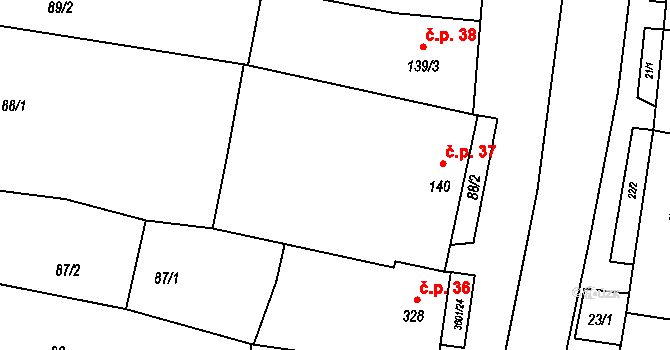 Brumovice 37 na parcele st. 140 v KÚ Brumovice, Katastrální mapa